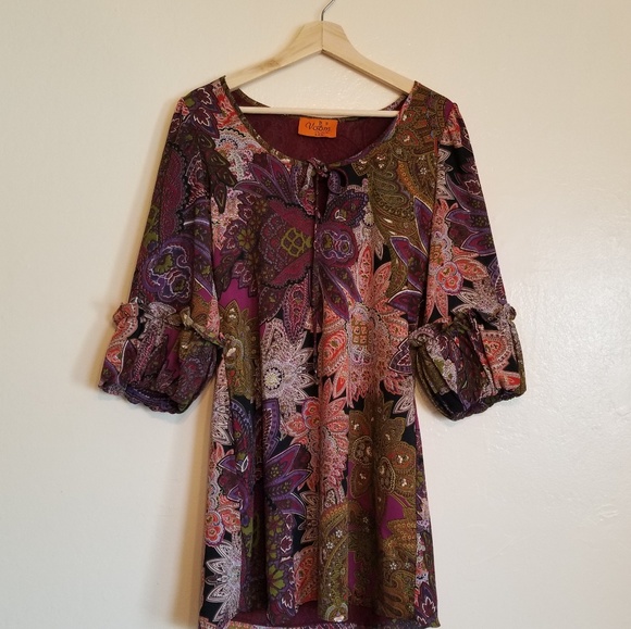 Voom Paisley Boho Hippy Dress - Picture 2 of 7